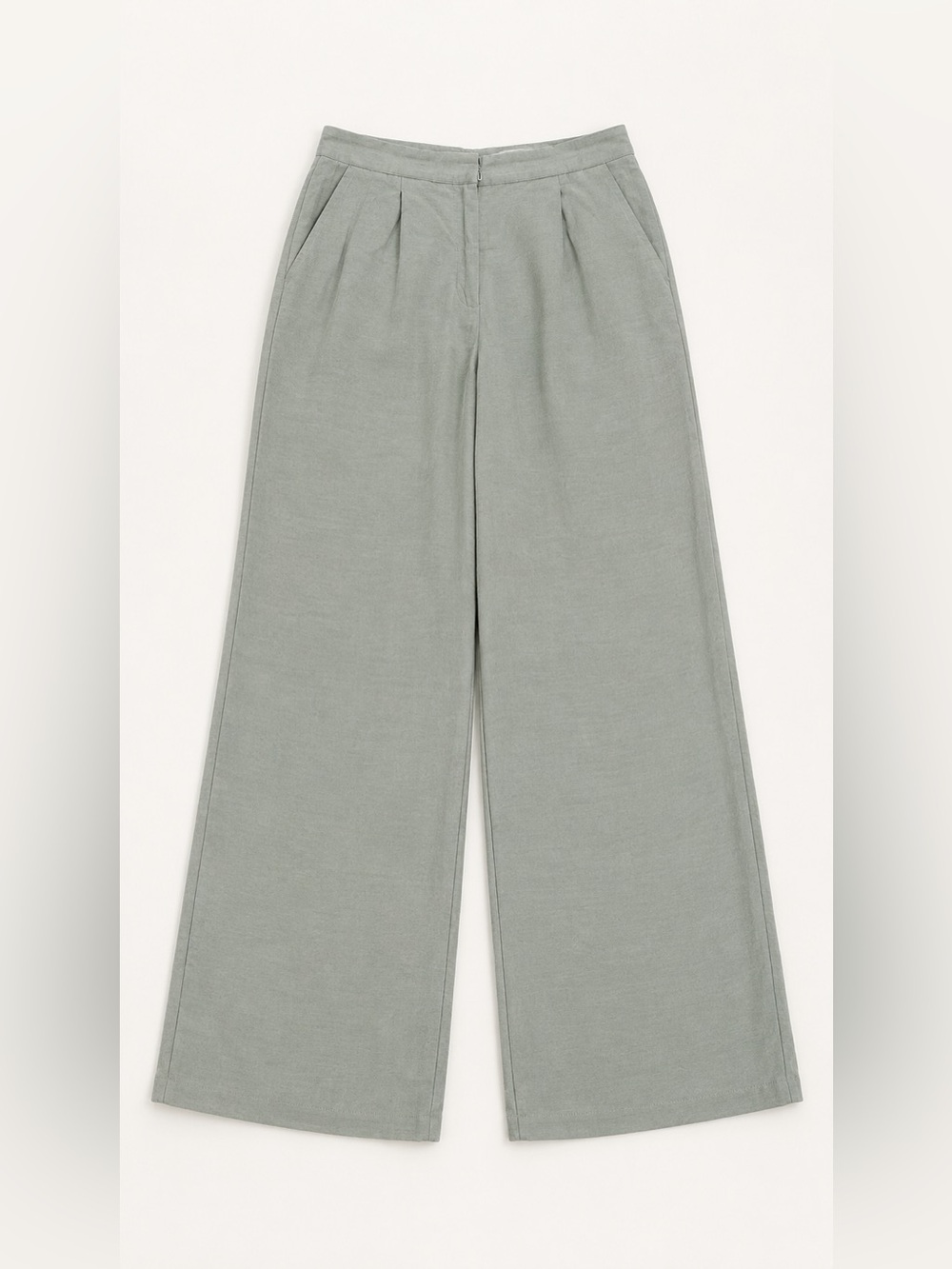 House of Harlow 1960 Wide-Leg Trousers in Sage Minimalist Quiet Luxury, Modern
